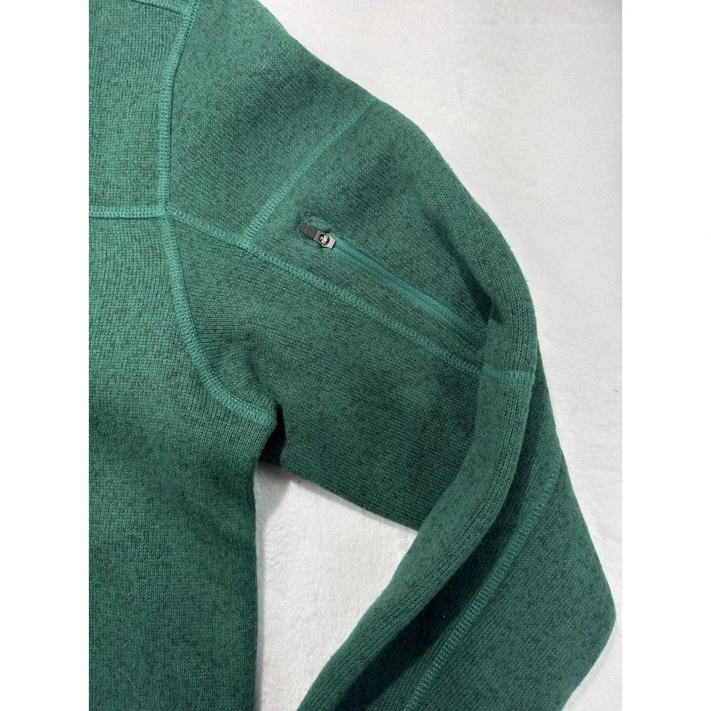 The North Face Pullover Mens Medium Green Fleece 1/4 Zip Mock Neck Hiking